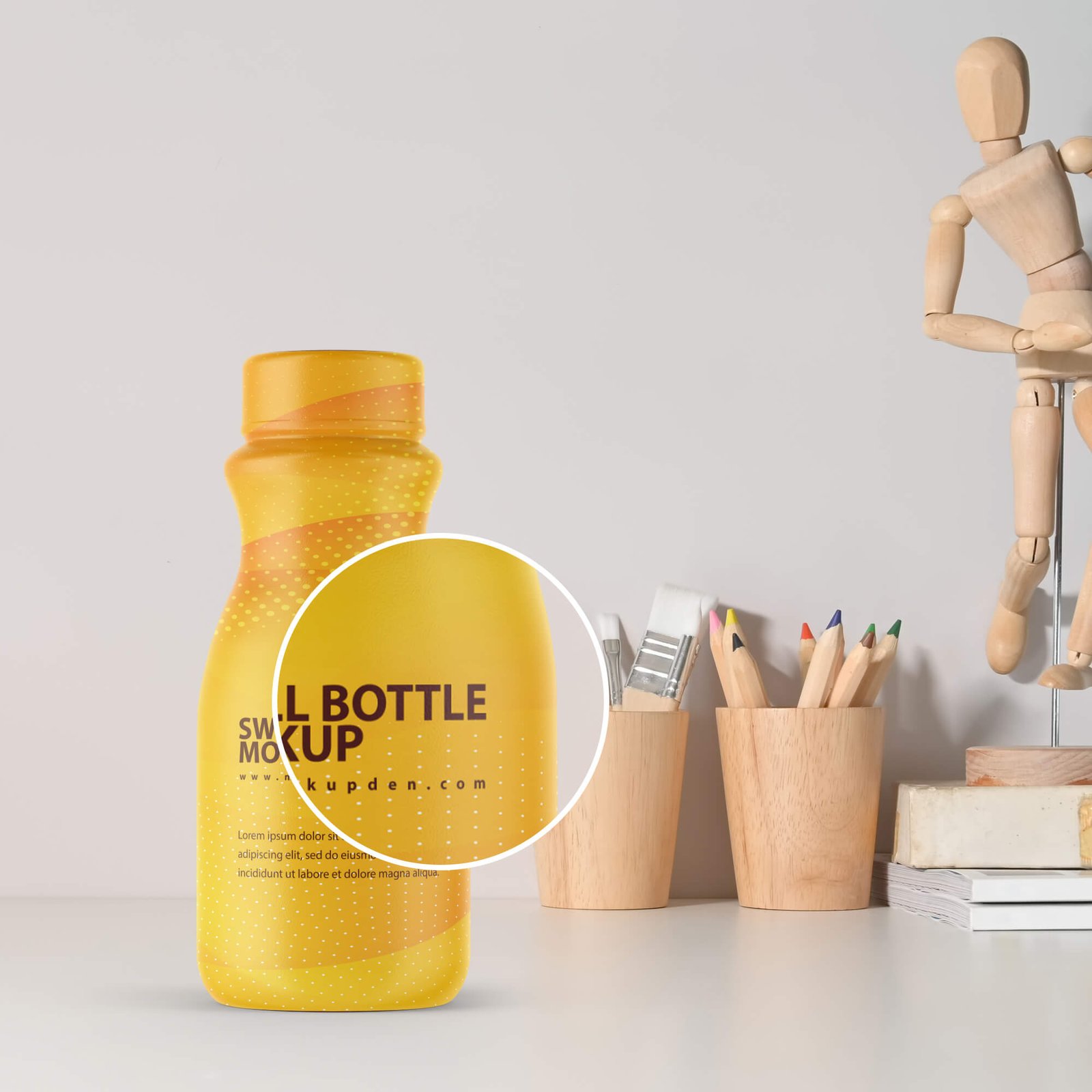 Close Up of a Free Swell Bottle Mockup PSD Template