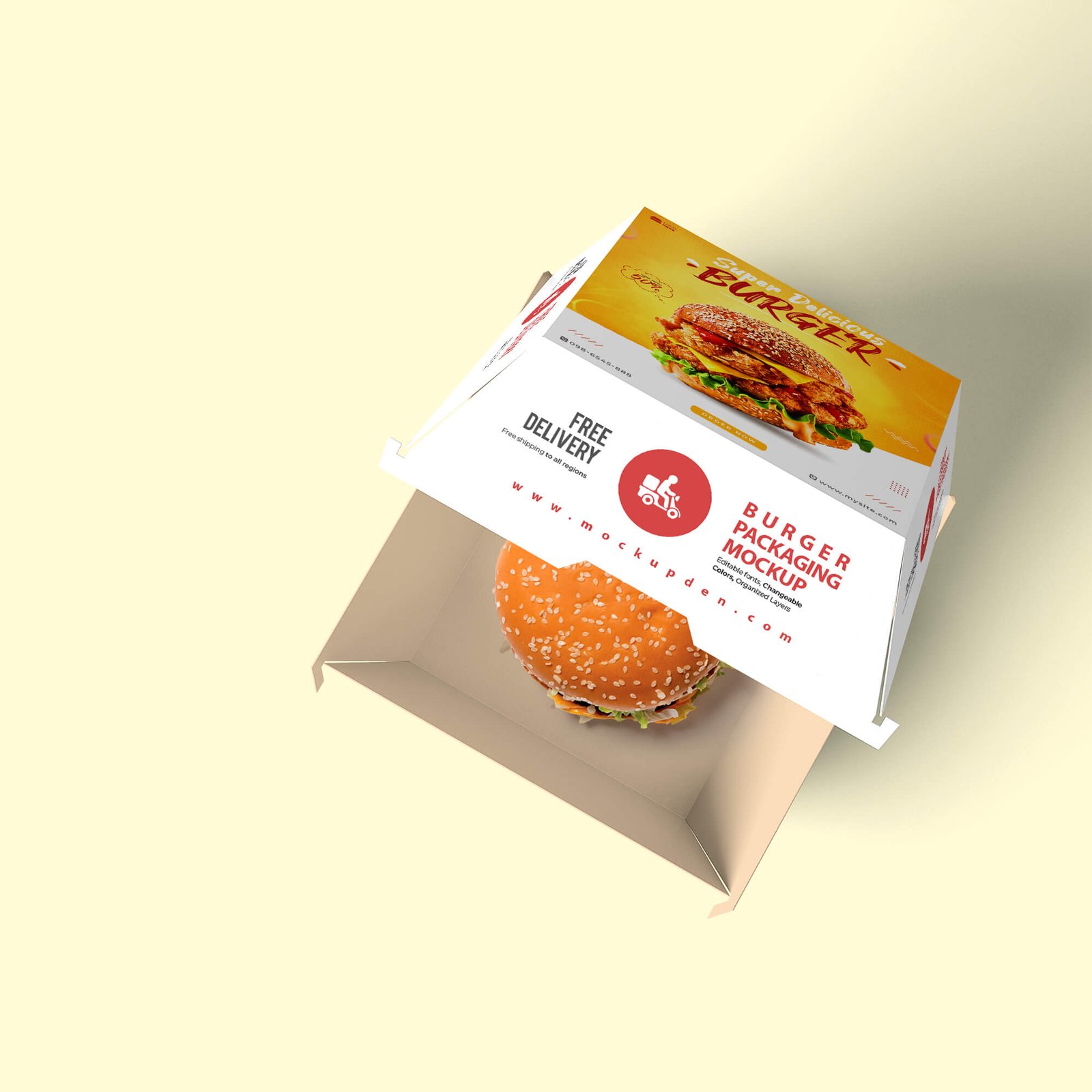 Design Free Burger Packaging Mockup PSD Template (1)