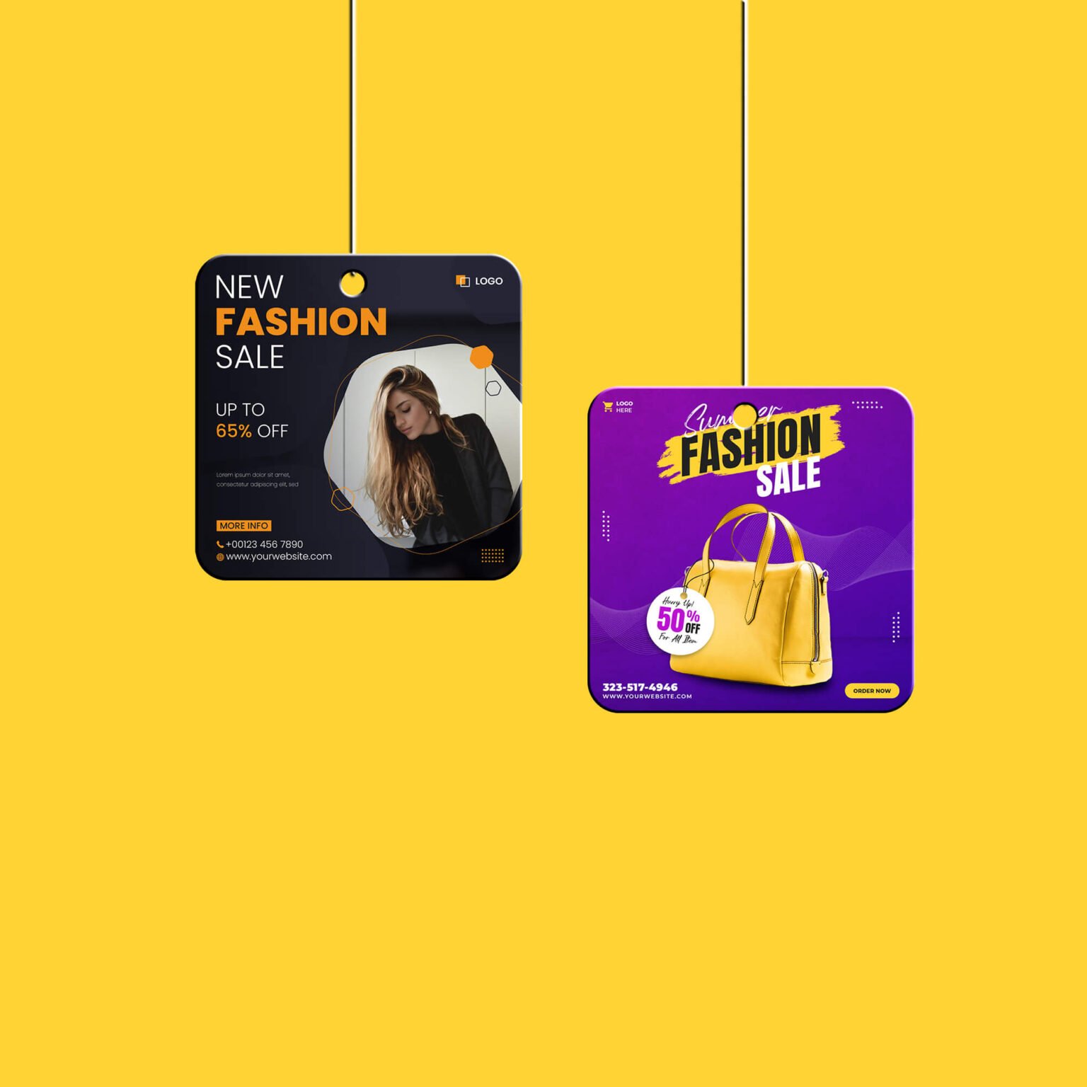 Dangler Format Free Square Dangler Mockup PSD Template - Mockup Den