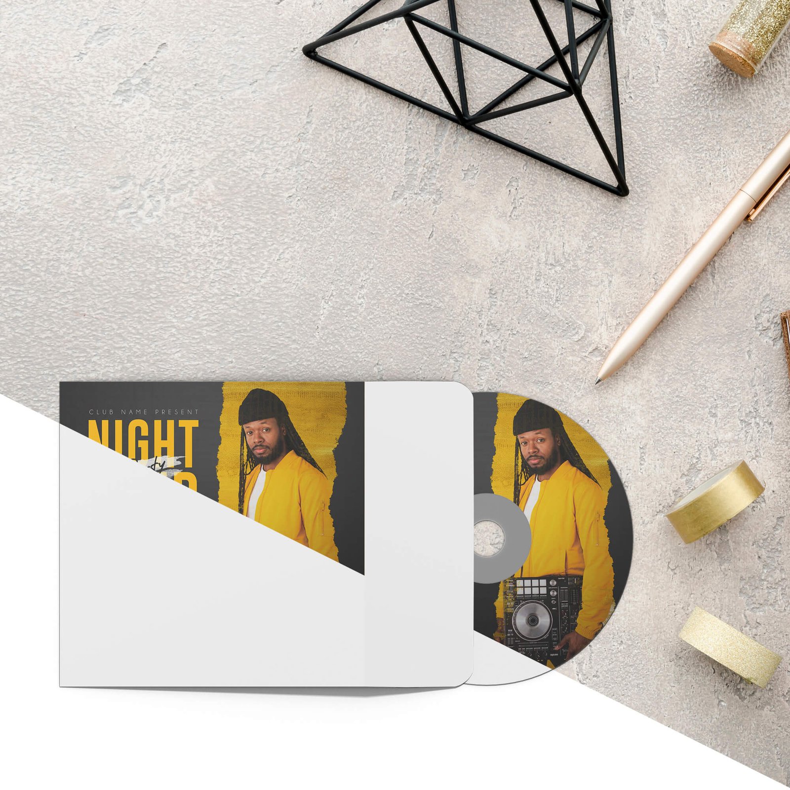 Editable Free Album Cover Mockup PSD Template