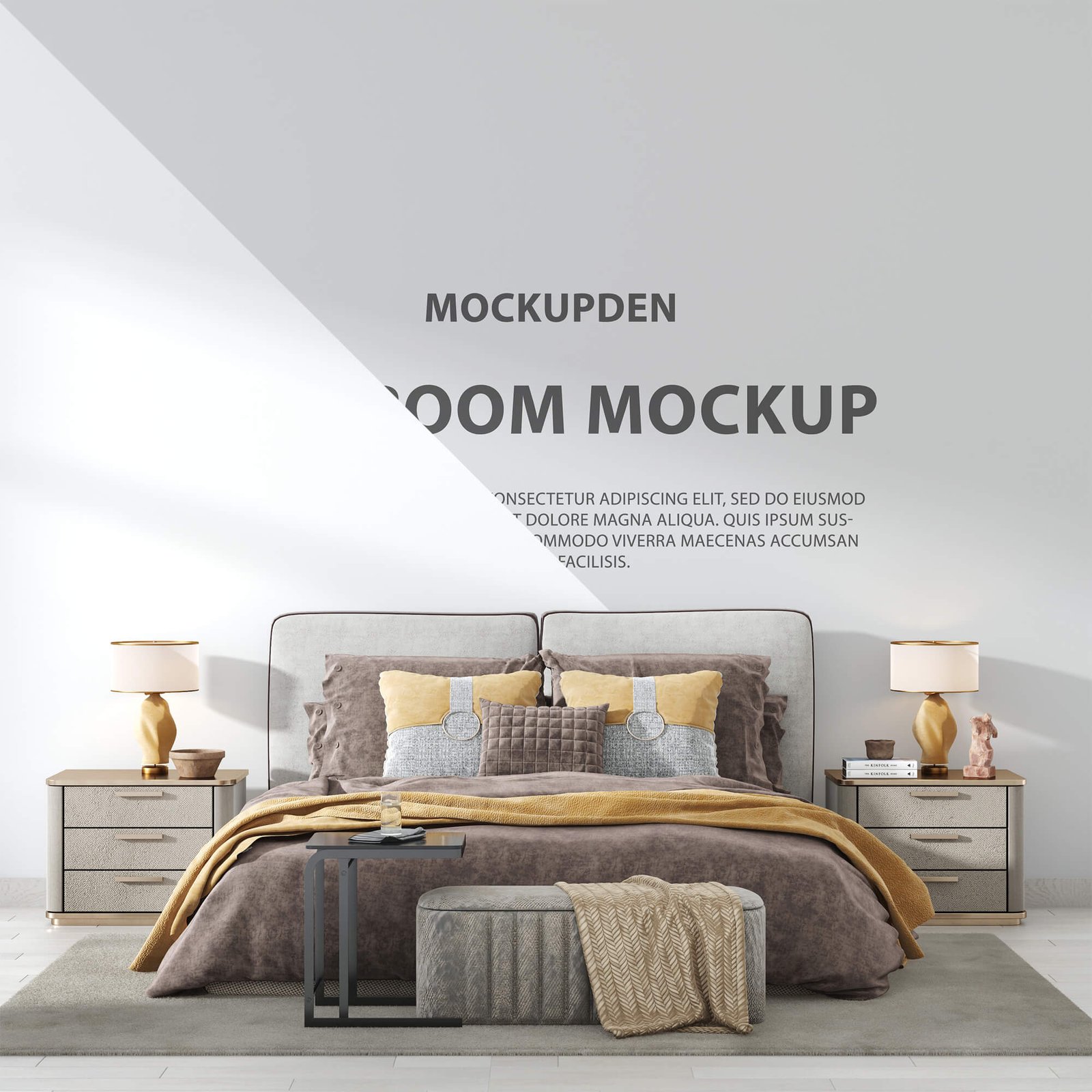 Editable Free Bed Room Mockup PSD Template