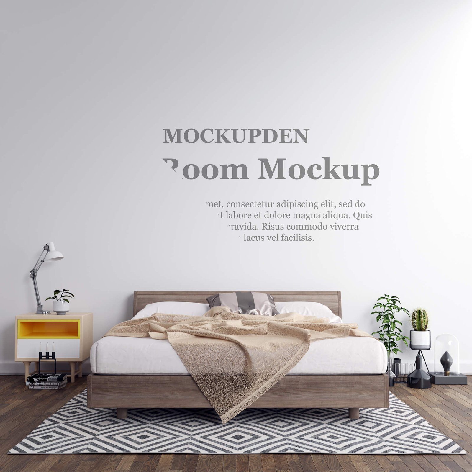 Editable Free Bed Room Mockup PSD Template