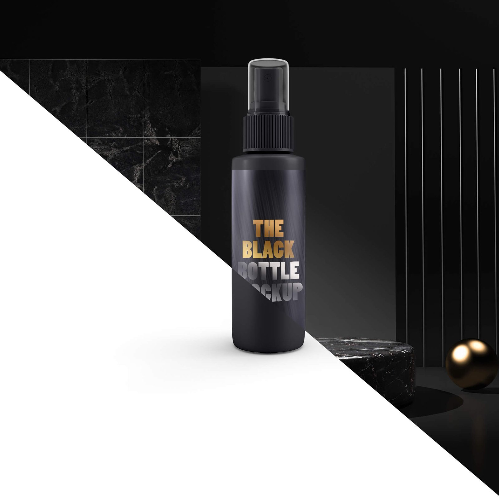 Editable Free Black Bottle Mockup PSD Template