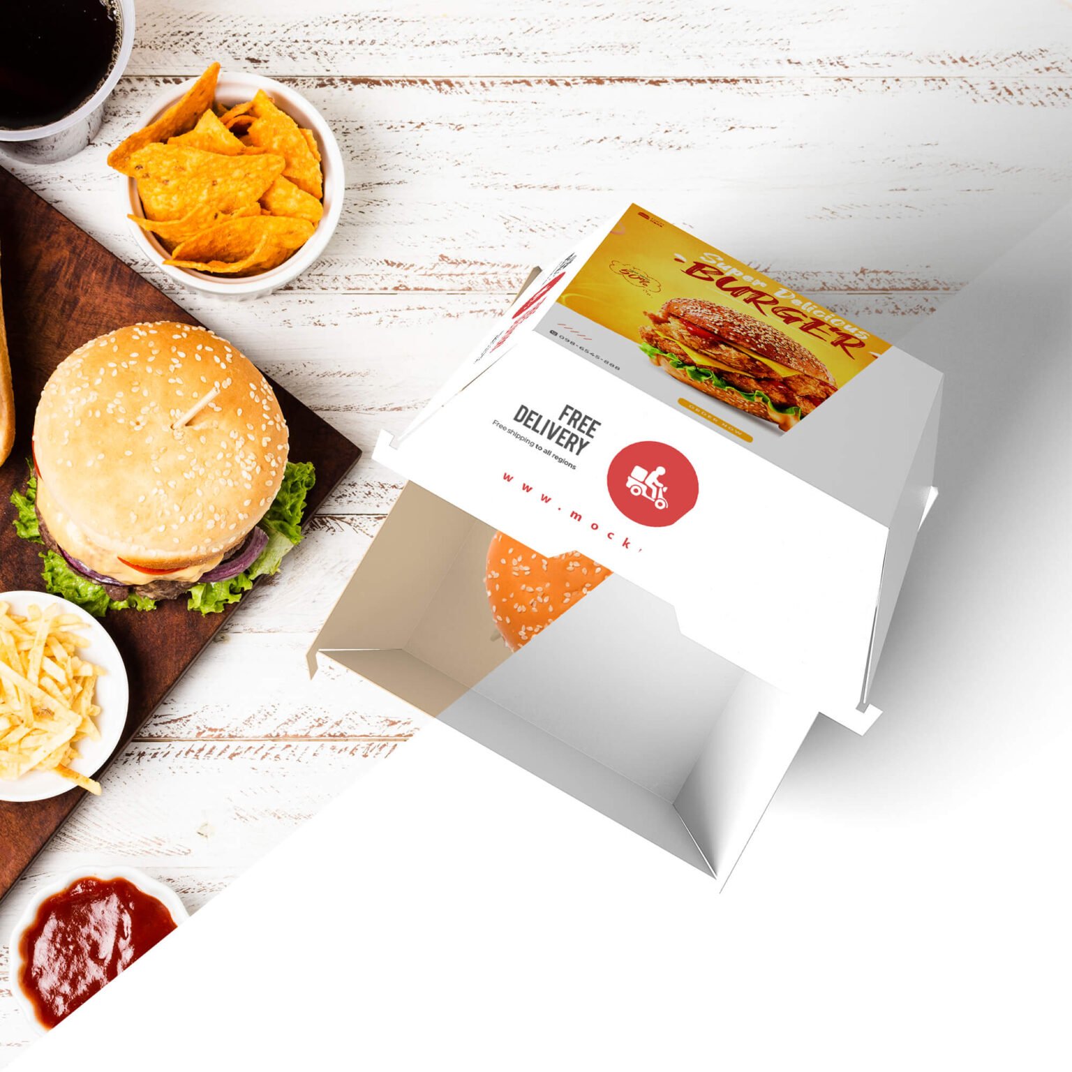 Free Burger Packaging Mockup PSD Template - Mockup Den