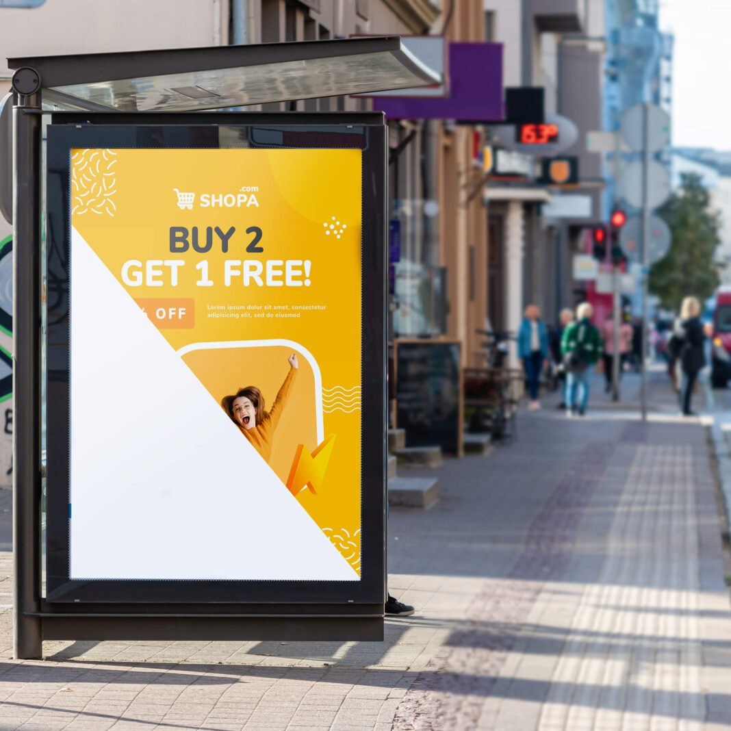 Free Bus Shelter Mockup PSD Template - Mockup Den