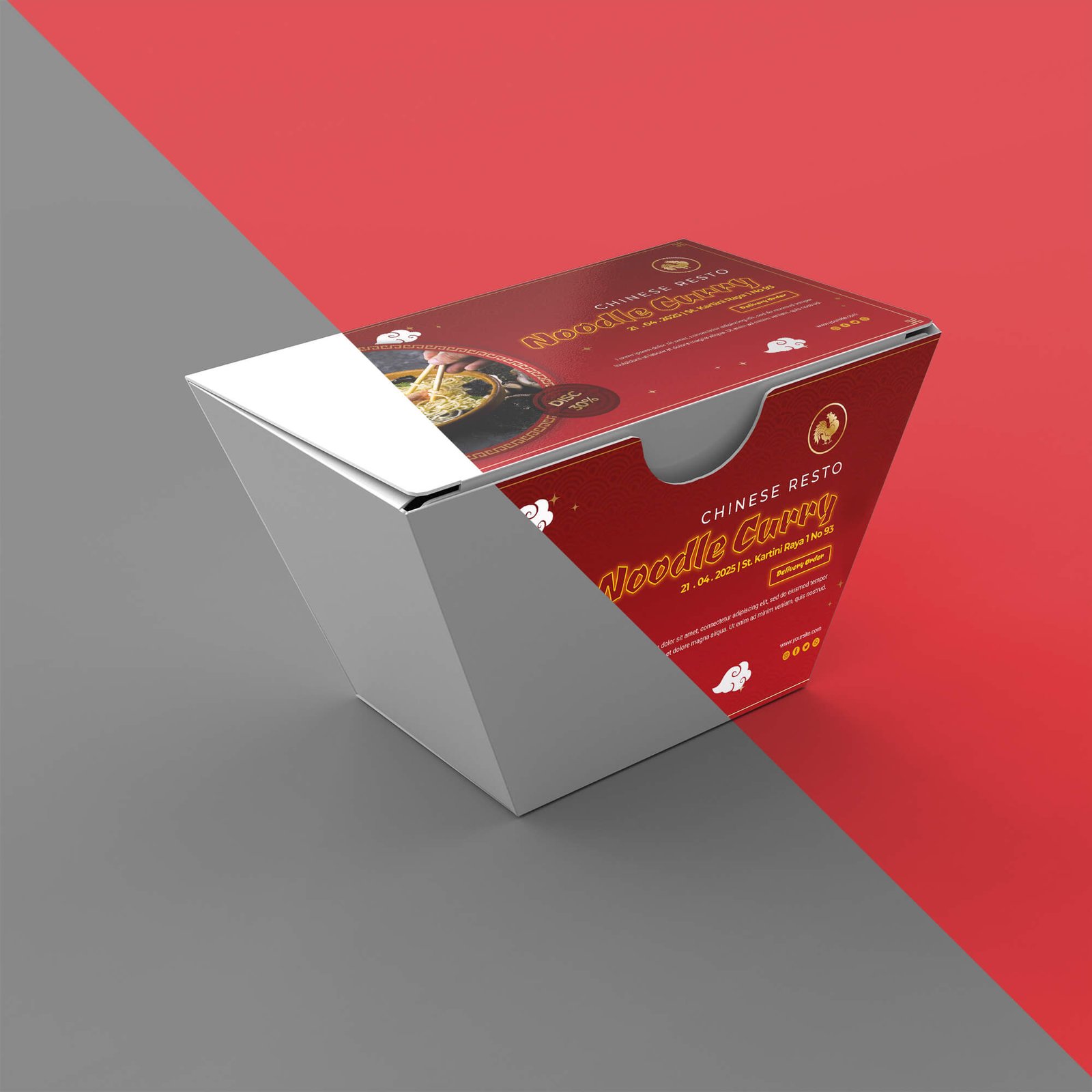 Editable Free Chinese Food Box Mockup PSD Template