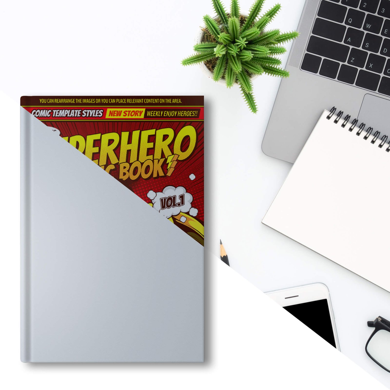 Editable Free Comic Book Cover Mockup PSD Template