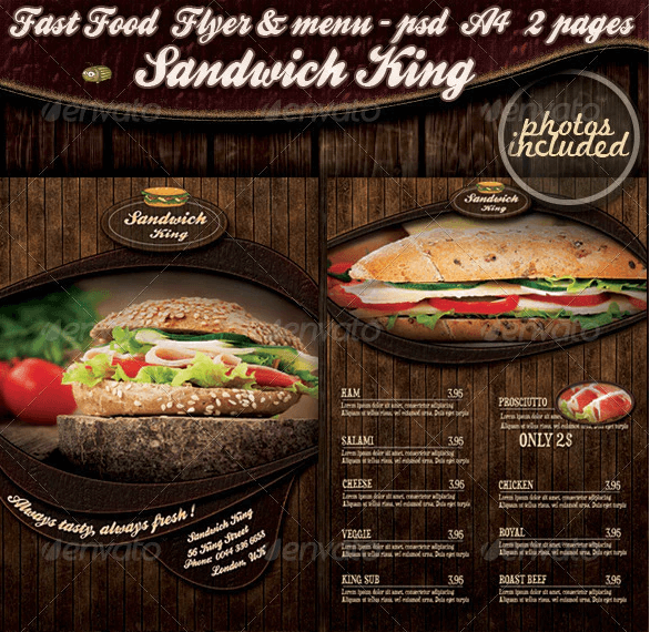 Fast food flyer & menu - Sandwich king