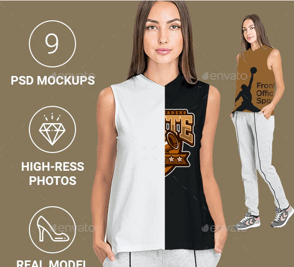 Female Sport T-shirt mockup set Shirt design presentation