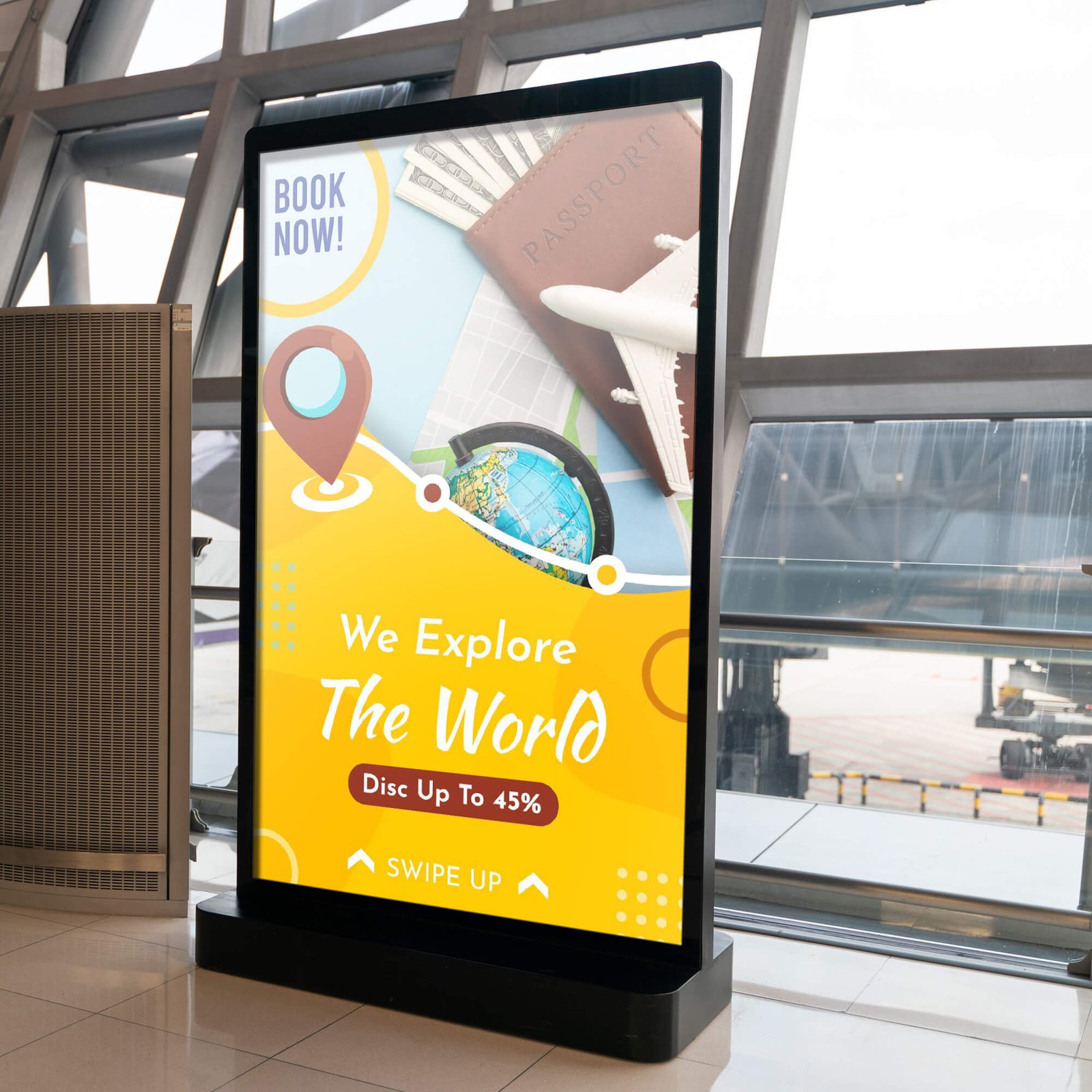 Free Airport Display Stand Mockup PSD Template