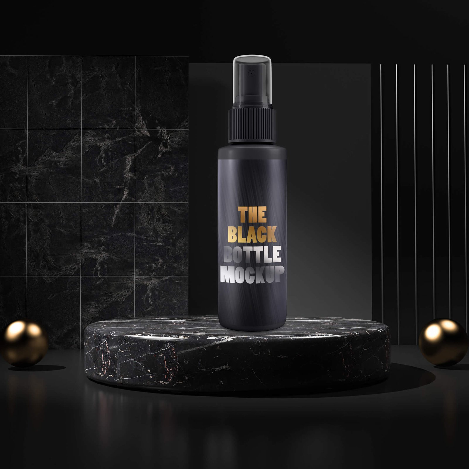 Free Black Bottle Mockup PSD Template