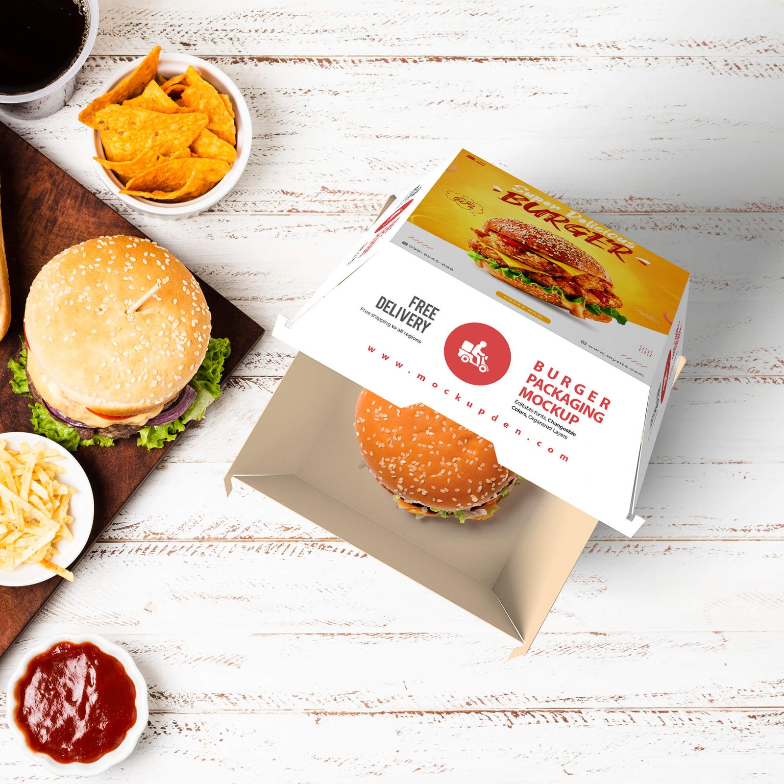 Free Burger Packaging Mockup PSD Template (1)