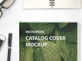 Free Catalog Cover Mockup PSD Template