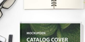 Free Catalog Cover Mockup PSD Template