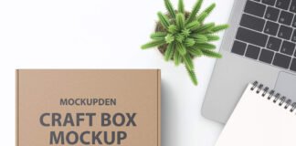 Free Craft Box Mockup PSD Template