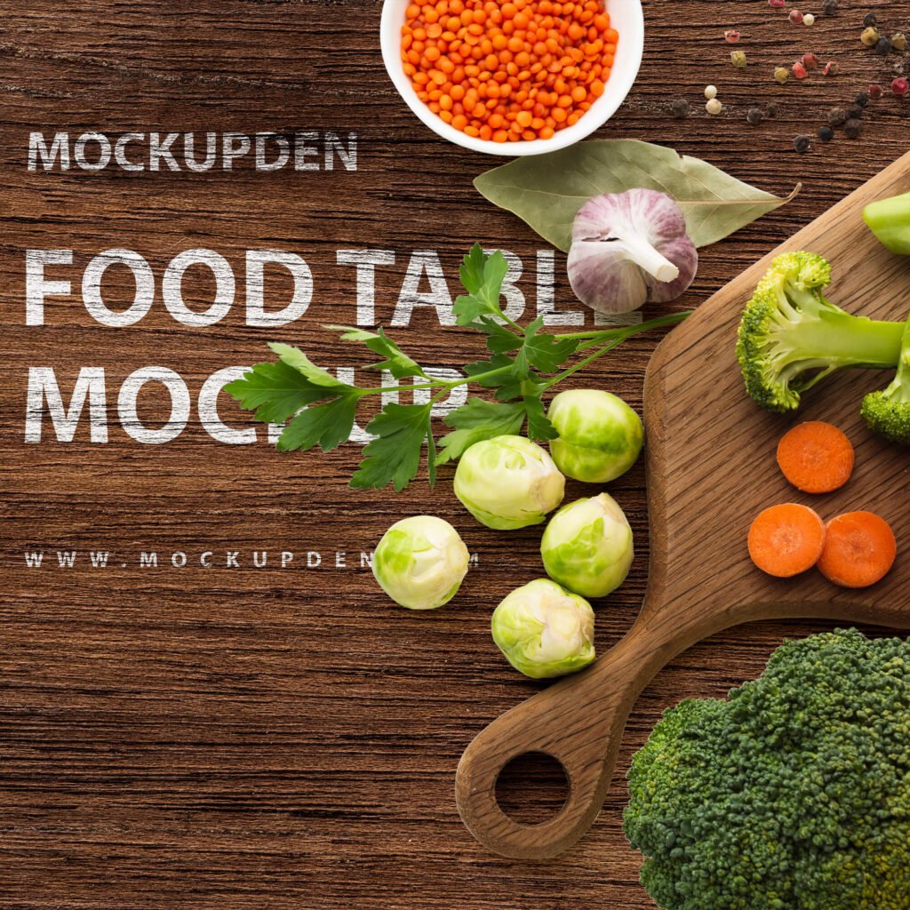 Download Free Food Table Mockup PSD Template - Mockup Den