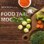 Free Food Table Mockup PSD Template
