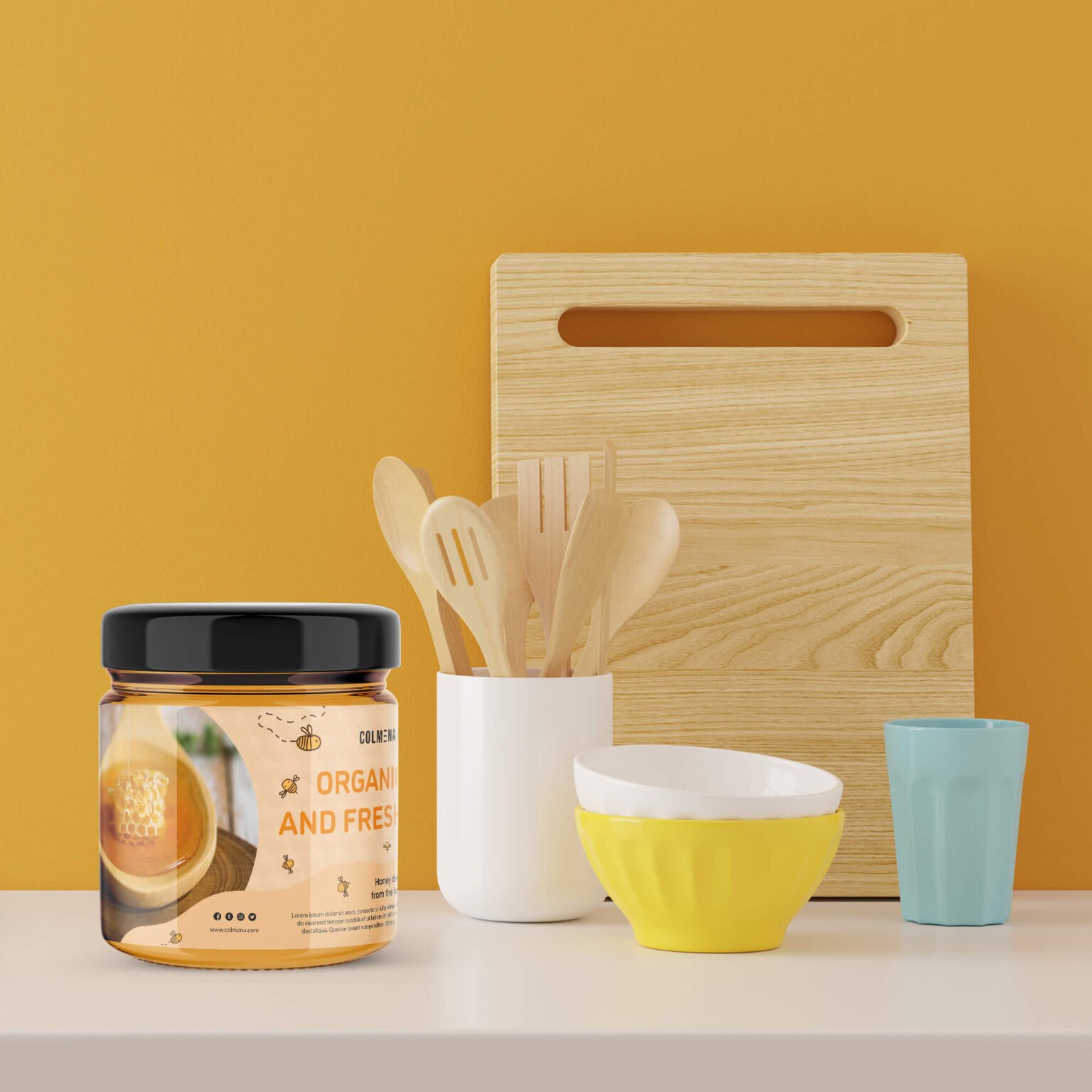 Download Free Honey Packaging Mockup PSD Template - Mockup Den