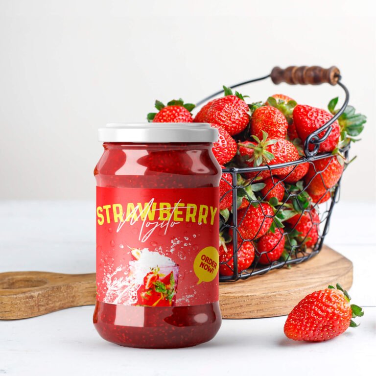 Free Jam Bottle Mockup PSD Template