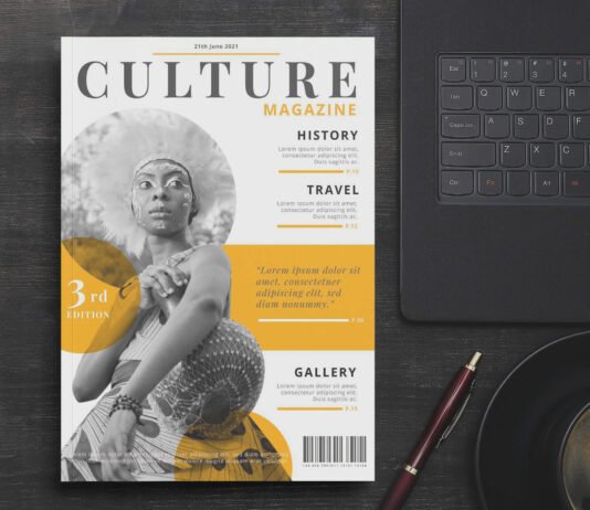 Free Magazine Cover Mockup PSD Template