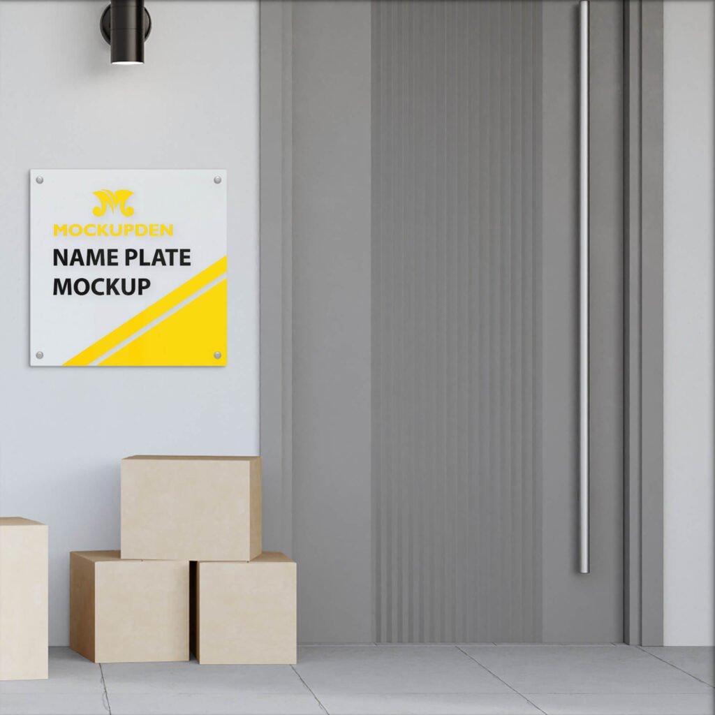 Free Name Plate Mockup PSD Template - Mockup Den