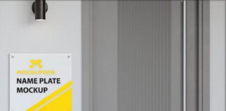 Free Name Plate Mockup PSD Template