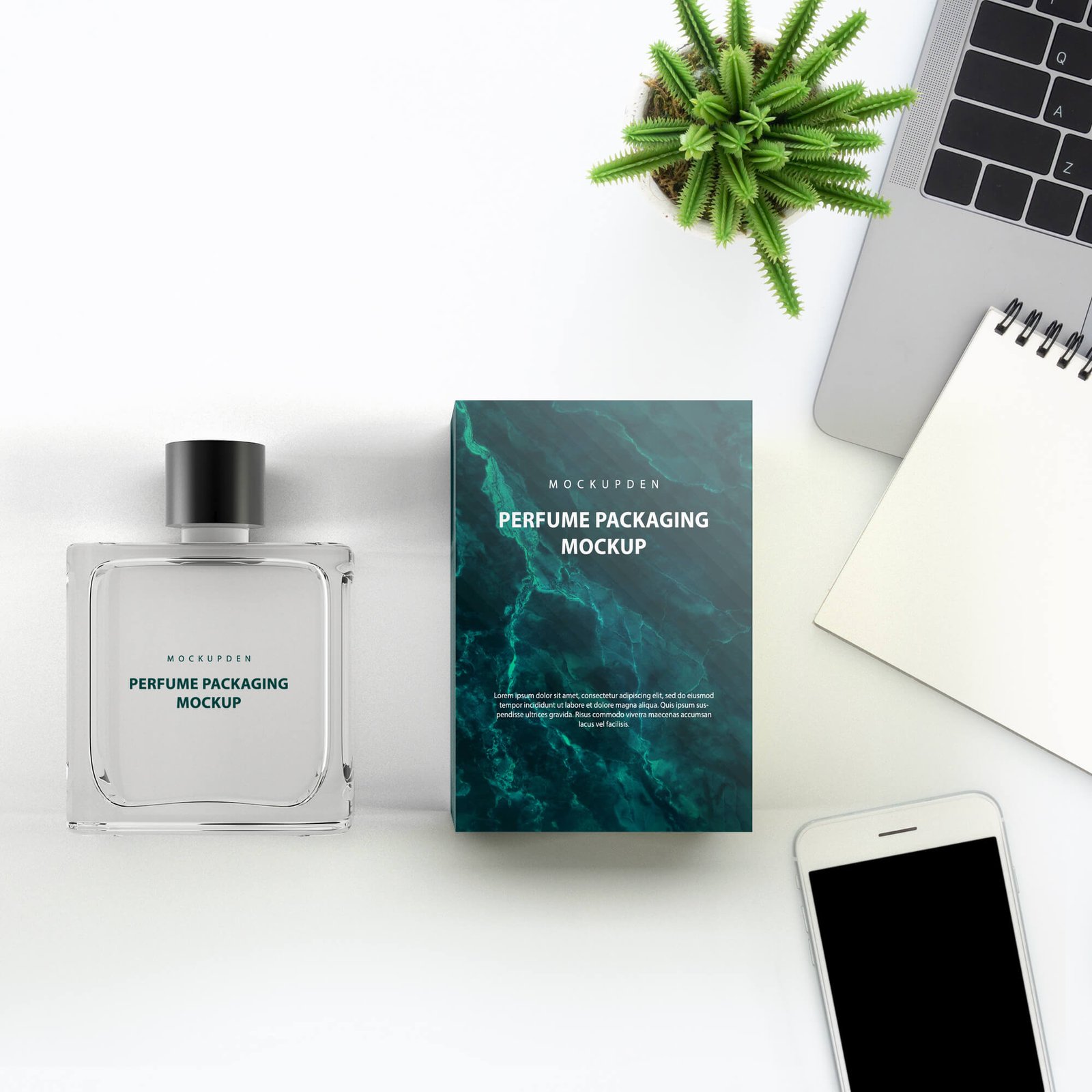 Download Free Perfume Packaging Mockup PSD Template - Mockup Den