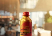 Free Round Bottle Mockup PSD Template