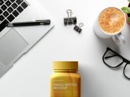 Free Small Bottle Mockup PSD Template (1)