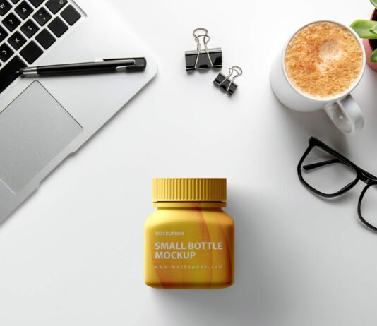 Free Small Bottle Mockup PSD Template (1)