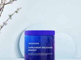 Free Supplement Packaging Mockup PSD Template
