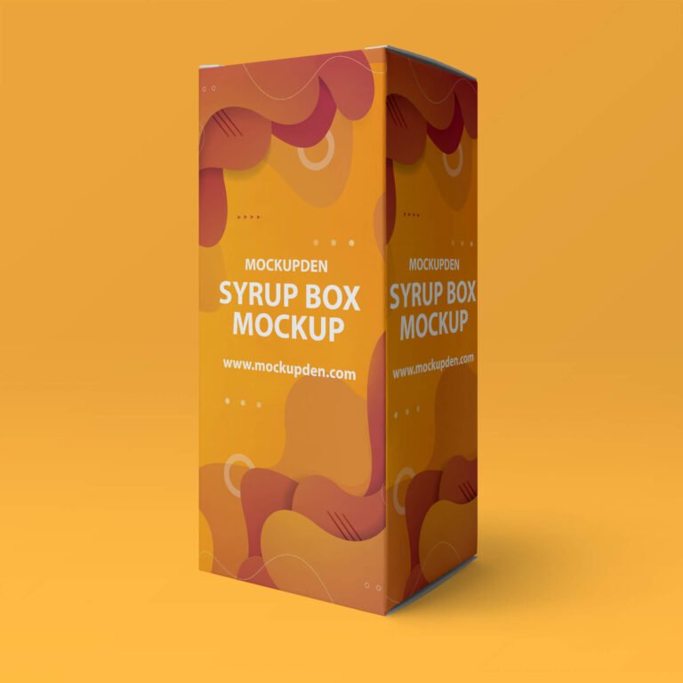 Free Syrup Box Packaging Mockup PSD Template