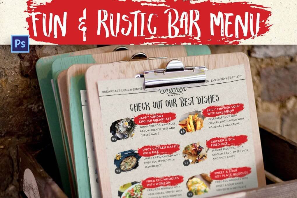 Fun & Rustic Bar Menu