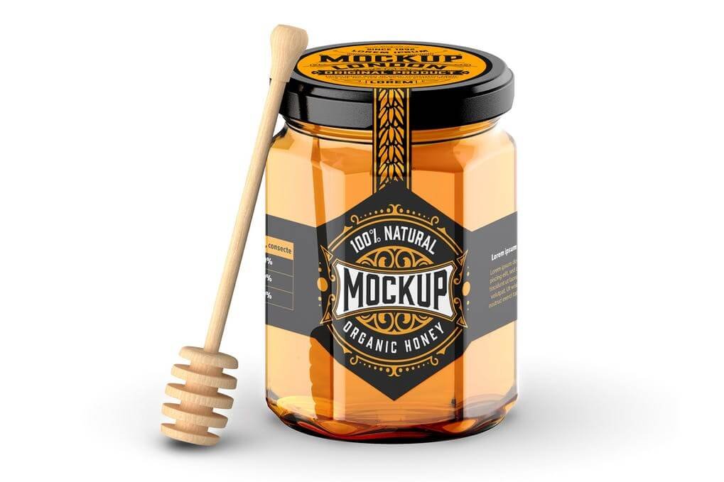 Honey Glass Jar with Spoon Mockup (1)