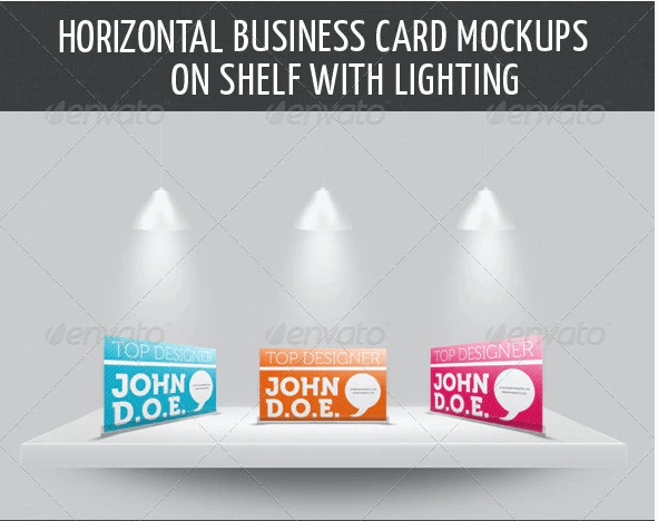 Horizontal Business Card Mockup on Shelf