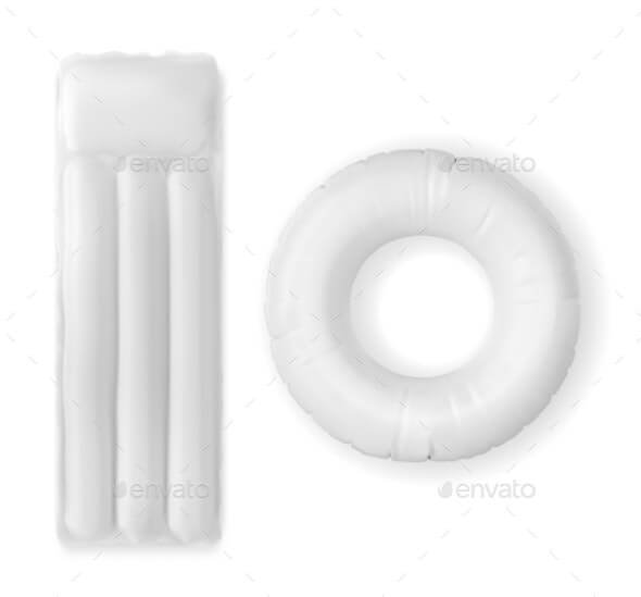 Inflatable Water Mattress and Ring for Pool 3d