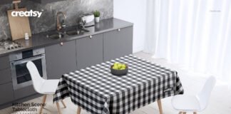Kitchen Scene PVC Tablecloth Mockup