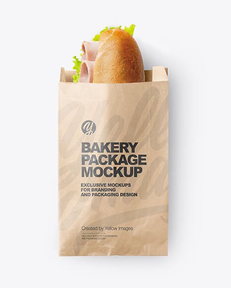 Kraft Paper Bag with Sandwich Mockup