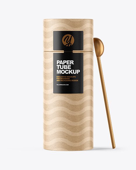 Kraft Paper Tube with Spoon Mockup
