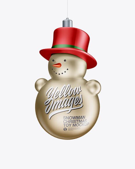 Metallic Christmas Snowman Toy Mockup - Half Side View