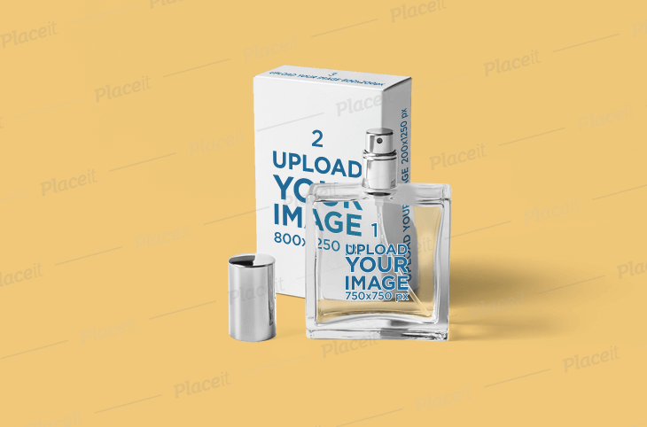 Minimal Packaging Mockup Featuring a Perfume Bottle and Its Box