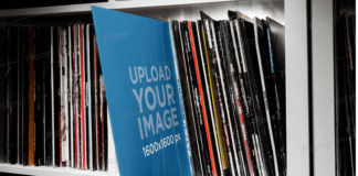 Mockup of an Album Cover Just Out of a Shelf
