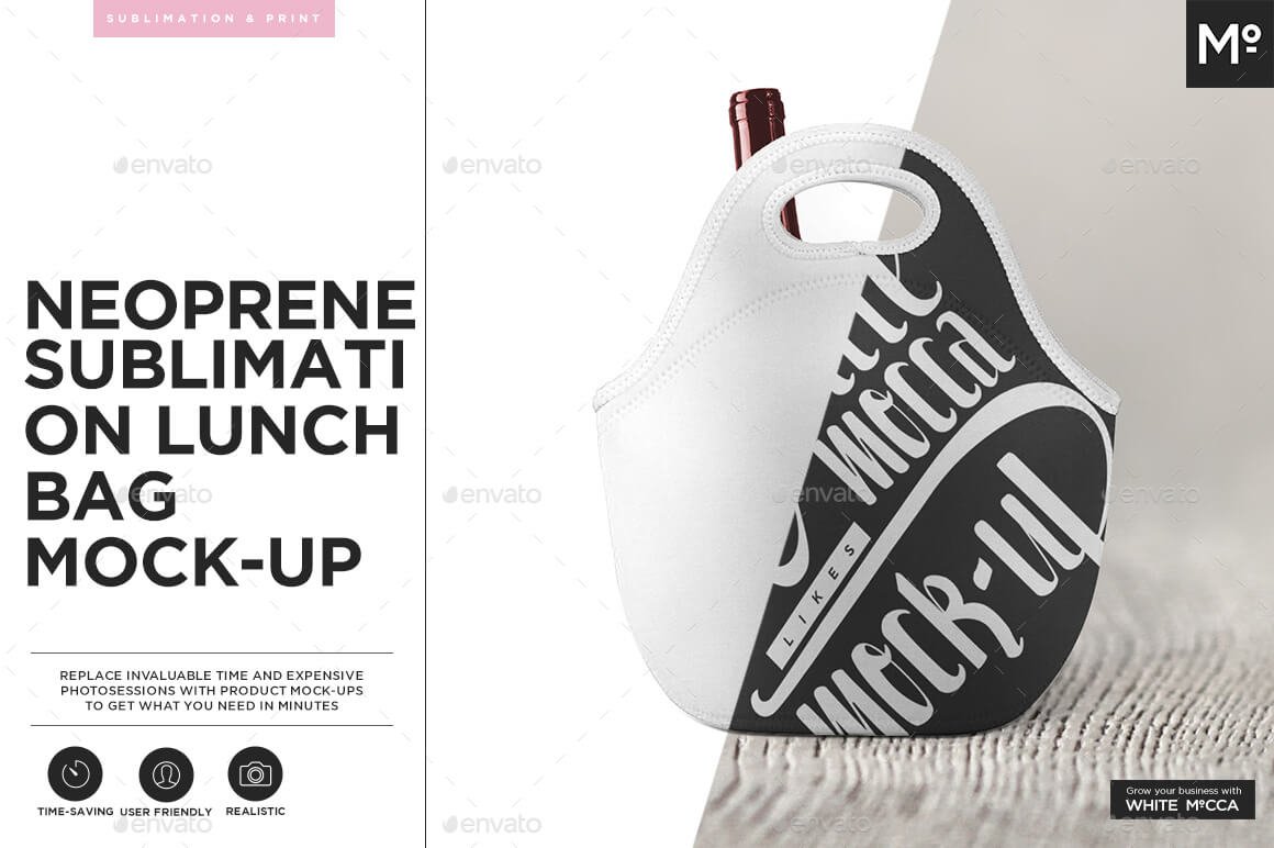 Neoprene Sublimation Lunch Bag Mock-up