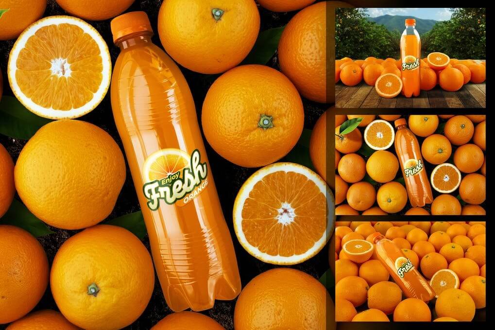 Orange Soda Bottle Mockup