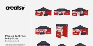 Pop Up Tent Pack Many Sizes Mockup