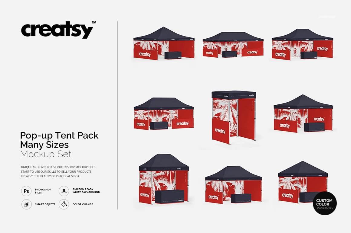 Pop Up Tent Pack Many Sizes Mockup