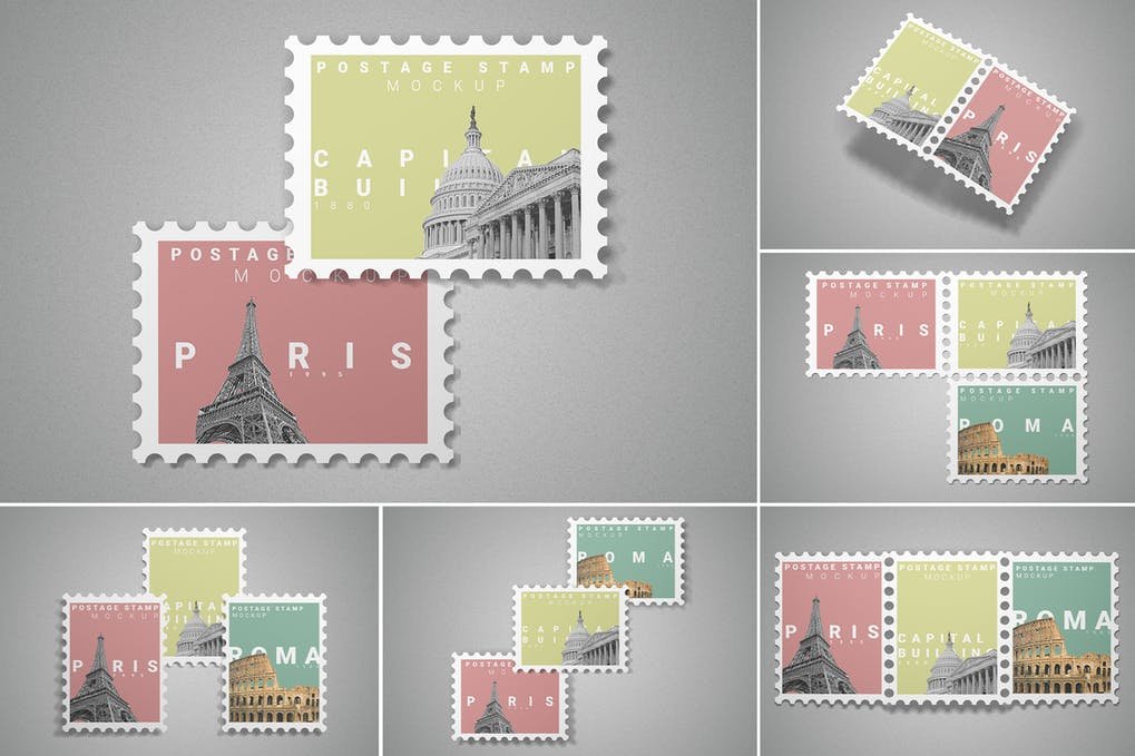 Postage Stamp Mockup 10 PSD Files