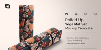 Rolled Up Yoga Mat Set Mockup