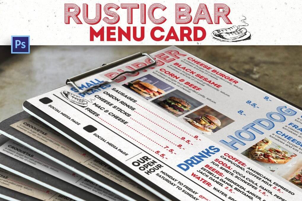 Rustic Bar Menu Card