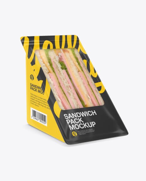 Sandwich Pack Mockup - Half Side View